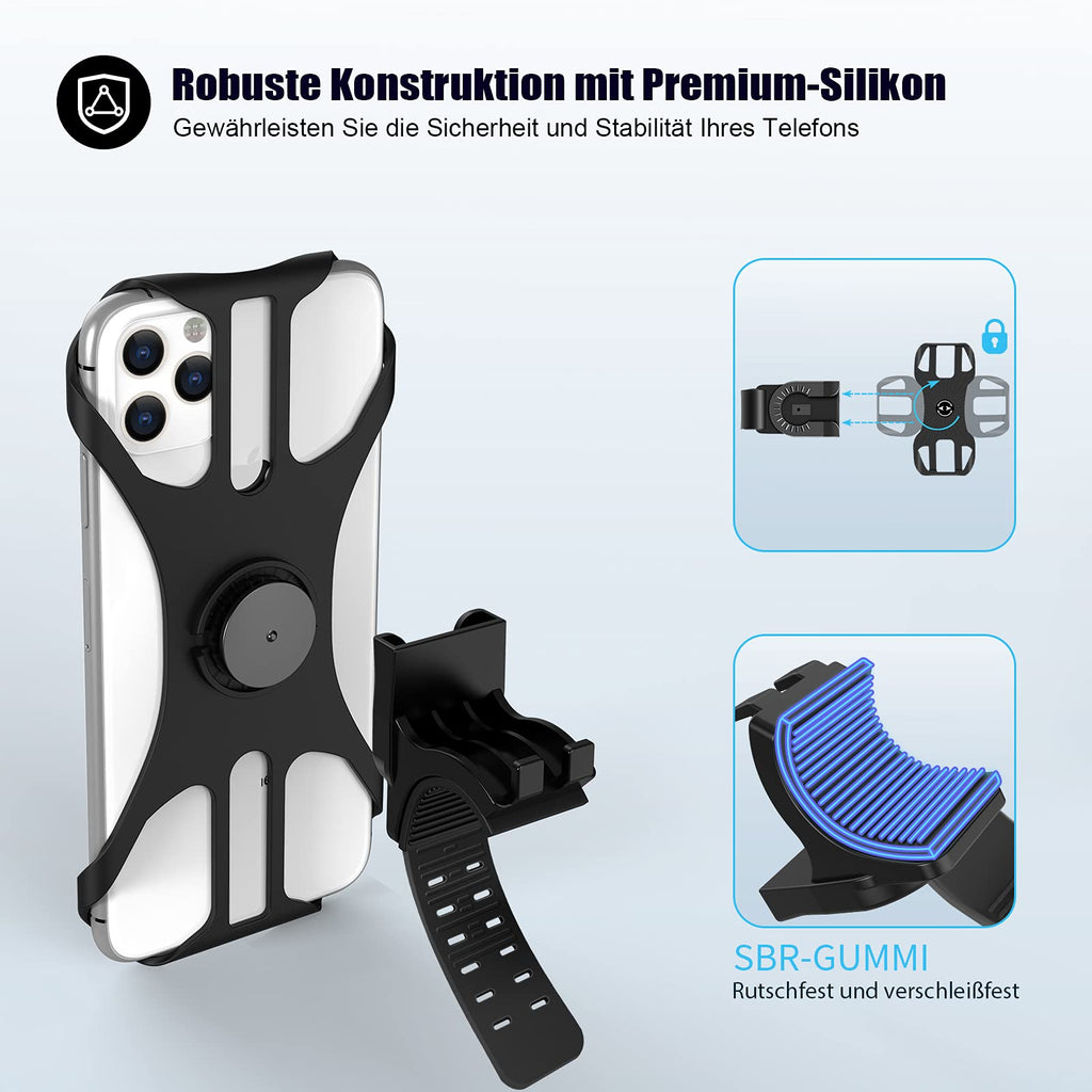 Handyhalterung Fahrrad, Deerfun Universal Handyhalter Motorrad Abnehmbar 360°Verstellbare Fahrrad Handyhalterung für 4,0-7,0 Zoll Smartphone