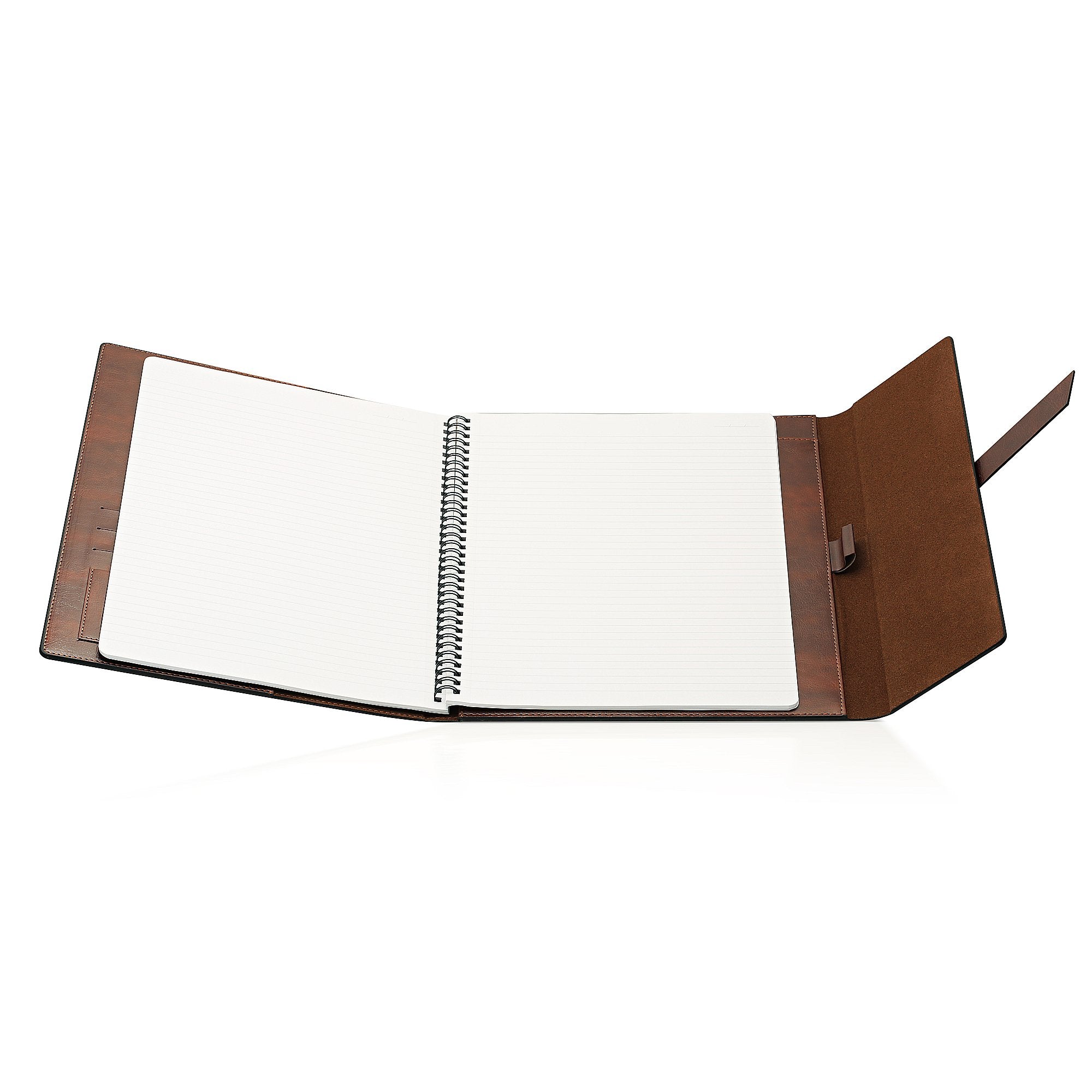Gallaway Leather Padfolio-Ordner aus veganem Leder, schmal, Notizblockhalter, nachfüllbar, Business-Organizer, dunkle Schokolade