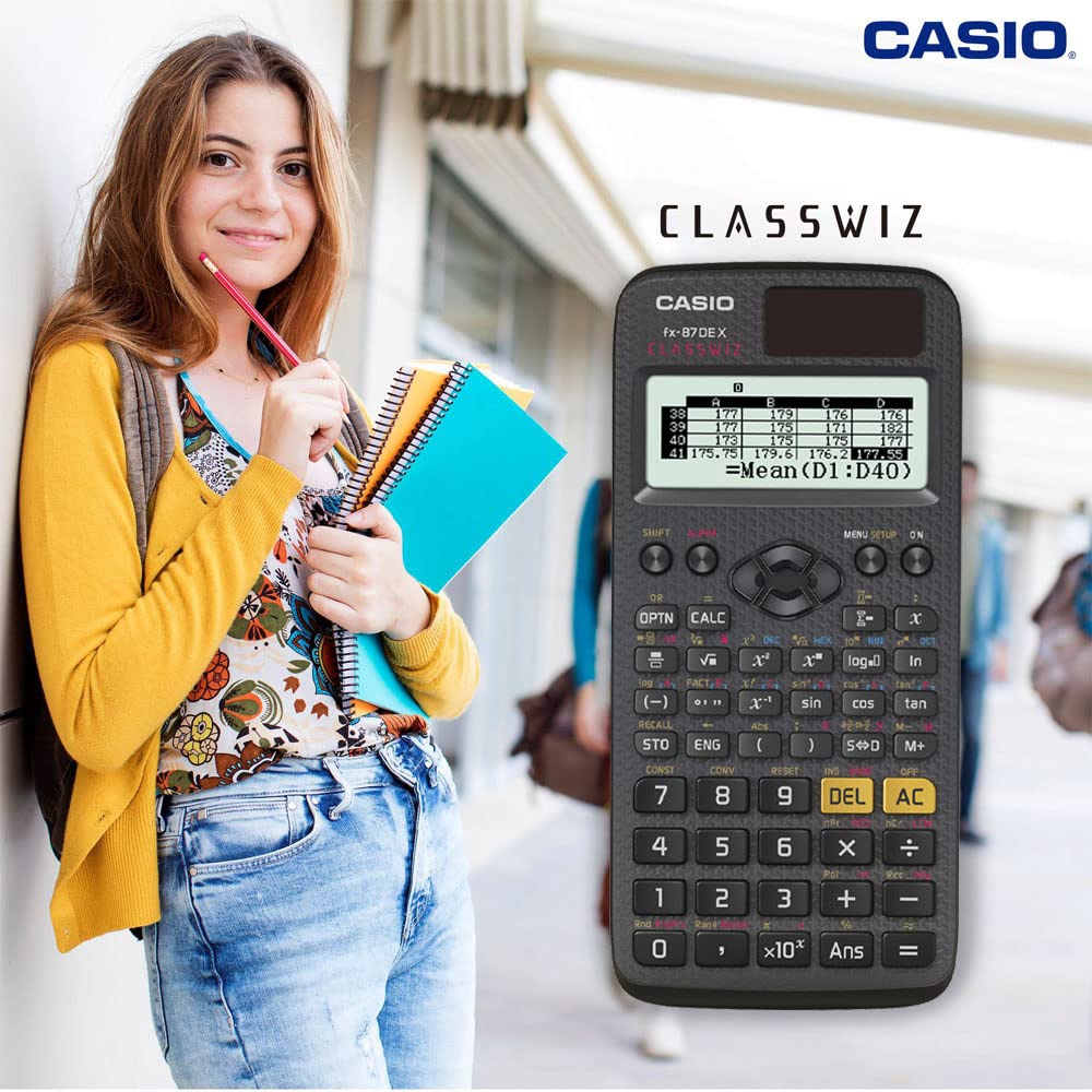 Casio ClassWiz FX-87DE X technischer wissenschaftlicher Schulrechner (593 Funktionen, QR-Code Funktion, LC-Display) schwarz