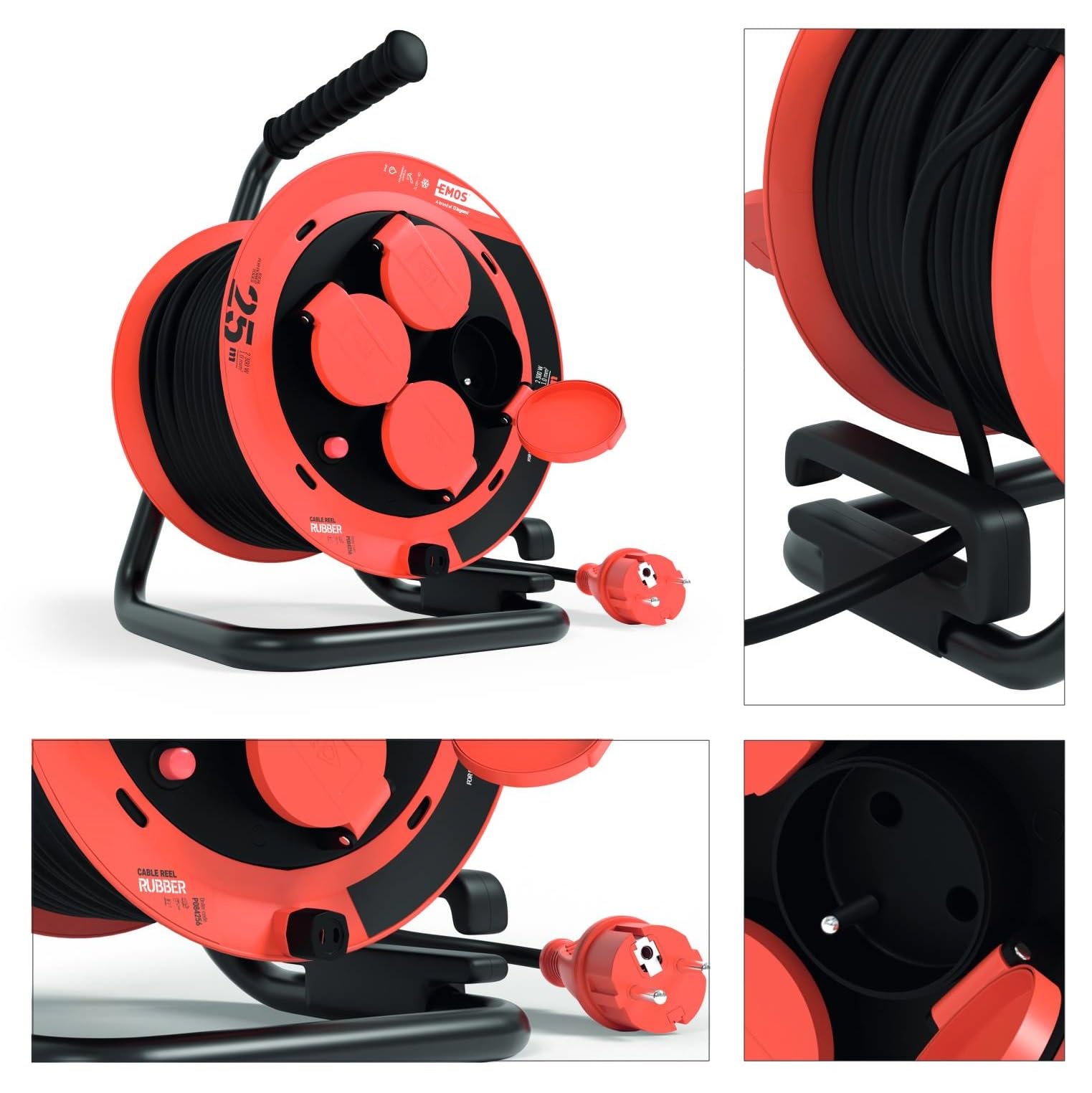 EMOS - Kabeltrommel 25m in FRENCH Standard - 1,0 mm2 - IP44 für Außenbereich