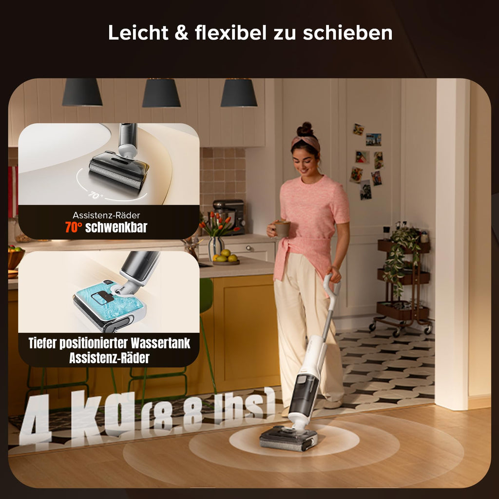 roborock F25 GT Nass Trockensauger, 180° Lay-Flat Saugwischer, 90°C Hochtemperatur Selbstreinigung, 20.000 Pa Akku Staubsauger mit Wischfunktion, Wischsauger Kabellos Anti-Tangle für HarteBoden