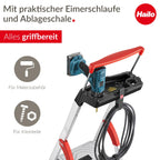 Hailo L85 ComfortLine Alu-Sicherheits-Stehleiter - 4 XXL-Stufen belastbar bis 150 kg - Tiefe Standfläche & Haltegriff - Stehleiter mit Ablage - Aluleiter Made in Germany - Leiter rostfrei - Silber