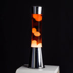 FISURA - Lavalampe orange. Silberner Chromsockel, orangefarbene Flüssigkeit und orangefarbene Lava. Lavalampe mit ersatzbirne.11 x 11 x 39,5 Zentimeter