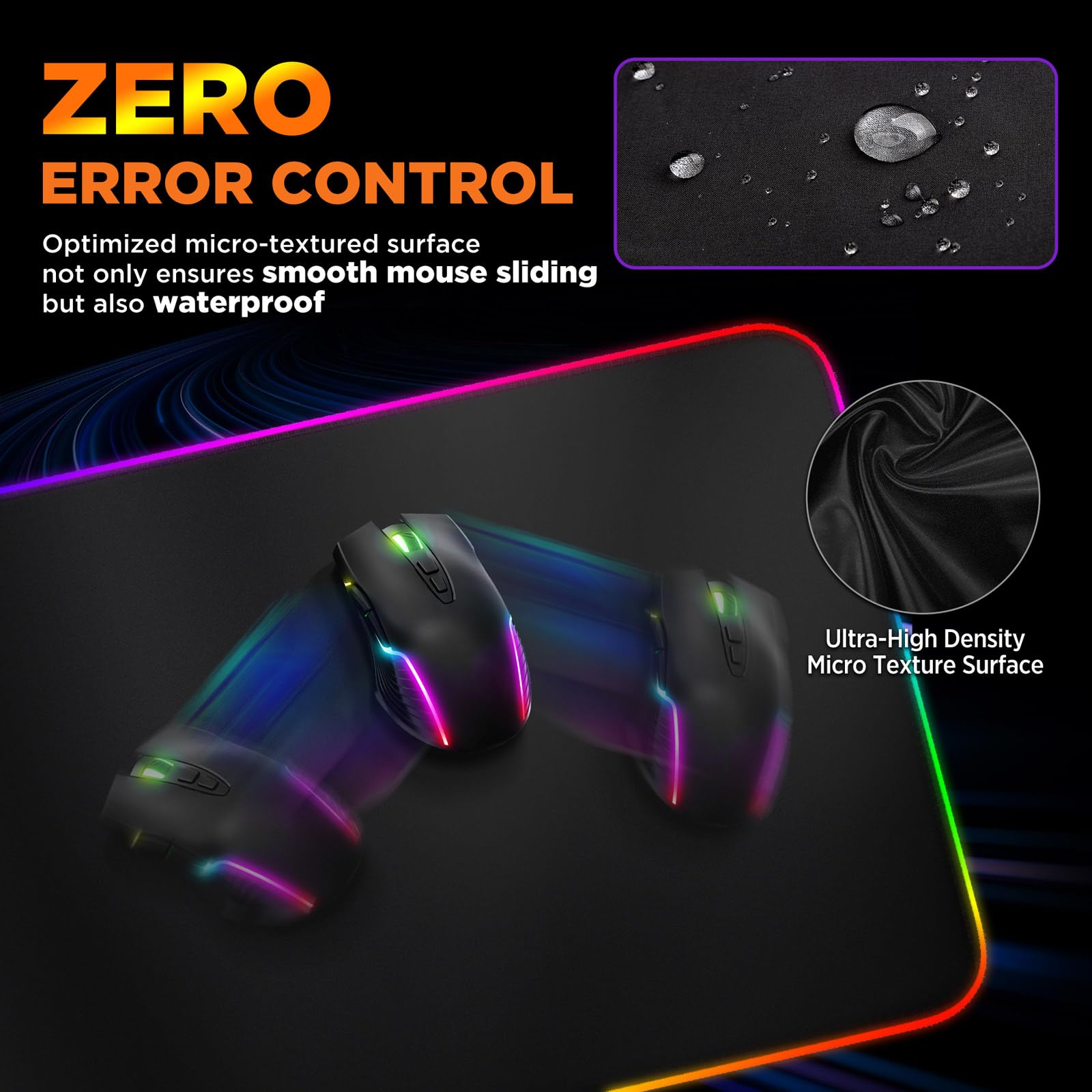 Gimars Upgrade Gaming Mauspad RGB, 15W Kabelloser Schnellladung, 800x300x5mm, Mousepad XXL mit 10 Farben LED-Licht, Groß LED Mouse Pad Gaming Zubehör mit Glatter Oberfläche, Rutschfester Gummifuß