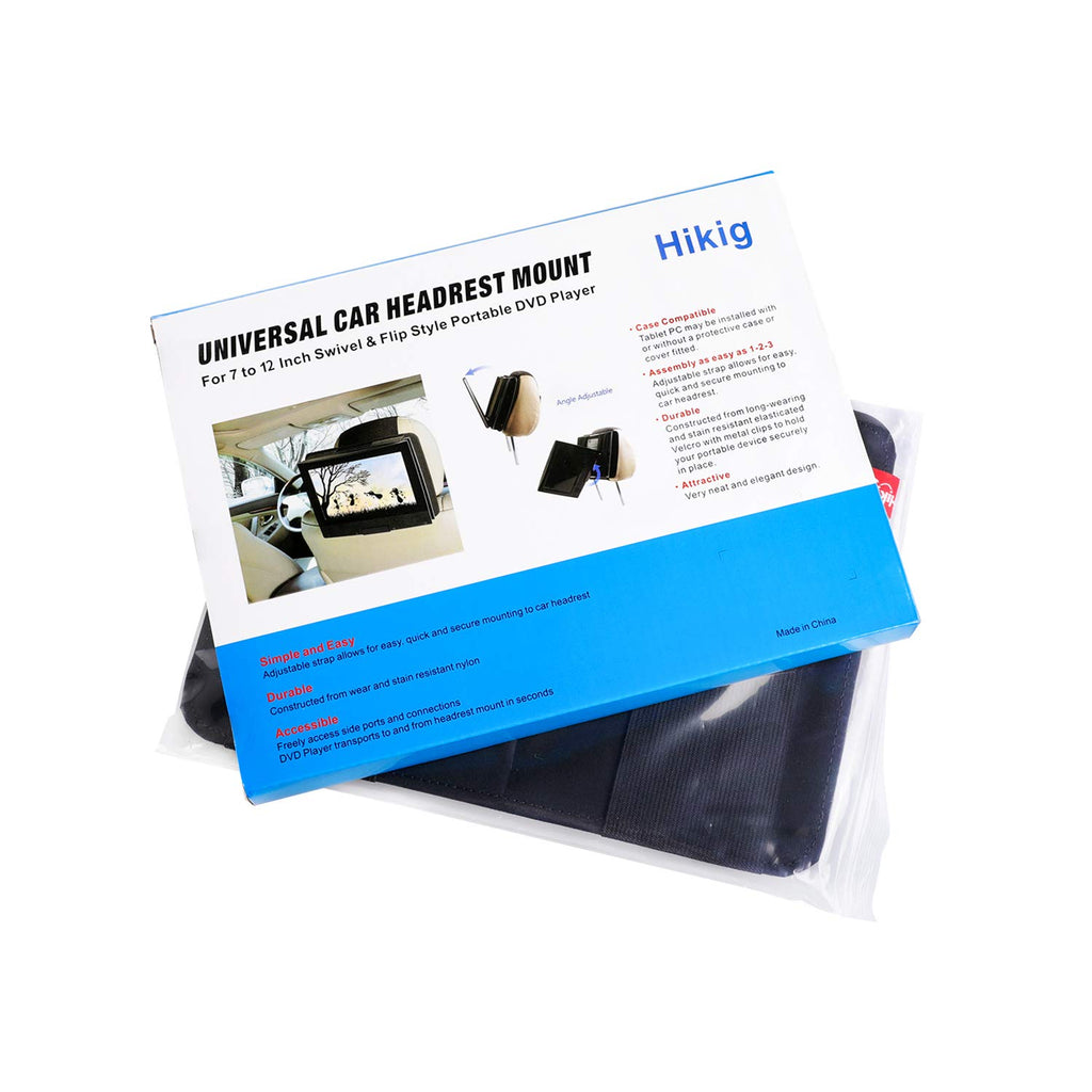 Hikig Kopfstützenhalterung DVD-Player Auto, Universal KFZ-Halterung für 7-11 Zoll Tragbare DVD-Player mit Drehbarem Bildschirm - Schwarz
