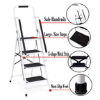 4 Stufen Klappleiter mit Handlauf Trittleiter Klappbar Tragbare kompakte Leiter Rutschfeste Matte Einfache Aufbewahrung Stehleiter für Home Kitchen Office DIY 150 kg max Belastung