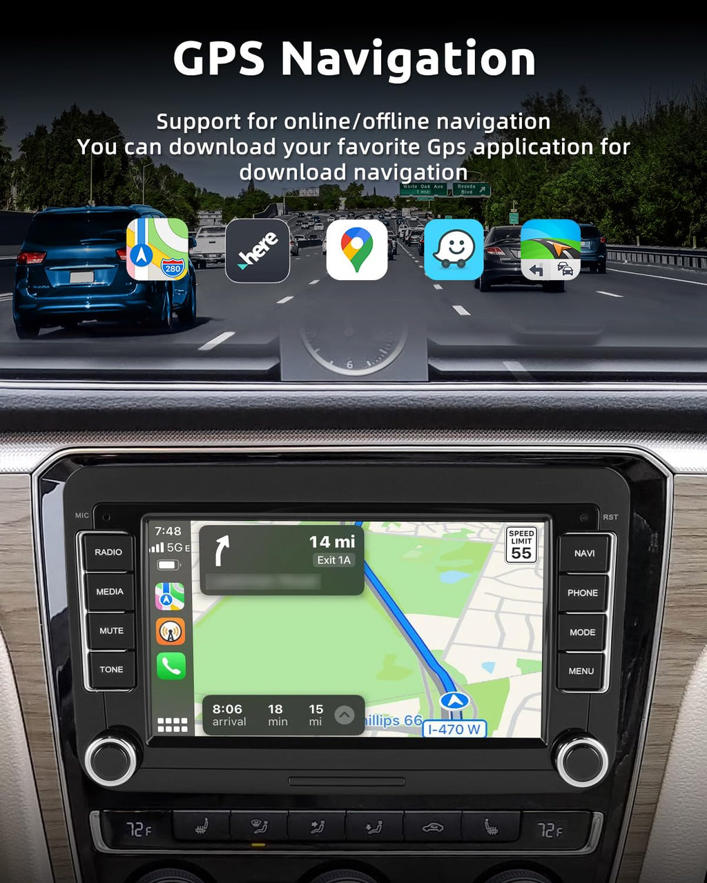 ESSGOO 4+64G Wireless CarPlay Androidd Auto Autoradio Für VW Caddy Golf MK5 6 Polo Passat Seat RCD330,Android 14 2 Din Bluetooth Radio mit 7 Zoll Touchscereen FM RDS GPS WiFi Navi