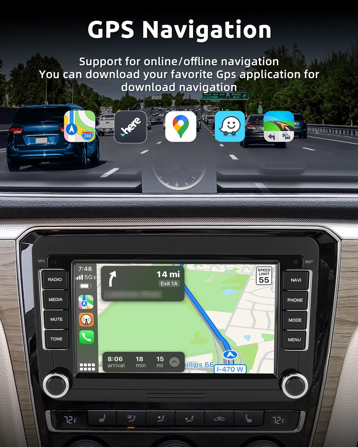 ESSGOO 4+64G Wireless CarPlay Androidd Auto Autoradio Für VW Caddy Golf MK5 6 Polo Passat Seat RCD330,Android 14 2 Din Bluetooth Radio mit 7 Zoll Touchscereen FM RDS GPS WiFi Navi