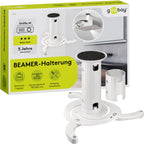 Goobay BeamerFlex Projektor-Deckenhalterung – für kleine bis mittlere Größen (bis zu 10 kg) – beweglich um 15° neigbar und 360° schwenkbar – Höhenverstellung – einfache Installation – Weiß 51896
