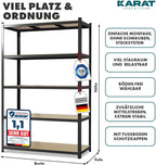 KARAT Schwerlastregal, 2er Set - Steckregal, Kellerregal, Lagerregal - 5 verstellbare Böden (Schwarz, 50 x 100 x 200 cm)