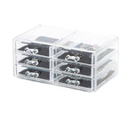 Compactor RAN6044 Make-up- und Schmuck-Aufbewahrungsbox mit 6 Schubladen, transparent, Polystyrol und Stoff, 23,8 x 15 x Höhe 11 cm