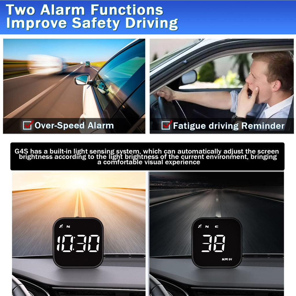 iKiKin Head Up Display Auto HUD Display KMH MPH GPS Smart Tachometer, 2.0'' LCD Bildschirm mit Übergeschwindigkeitsalarm Ermüdungswarnung, Navigationskompass für alle Fahrzeuge