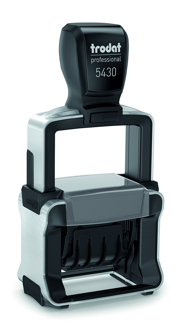 Trodat Professional Datumsstempel 5430/L, Selbstfärbend, EINGEGANGEN - BEZAHLT - GEBUCHT, blau-rot, Mittel