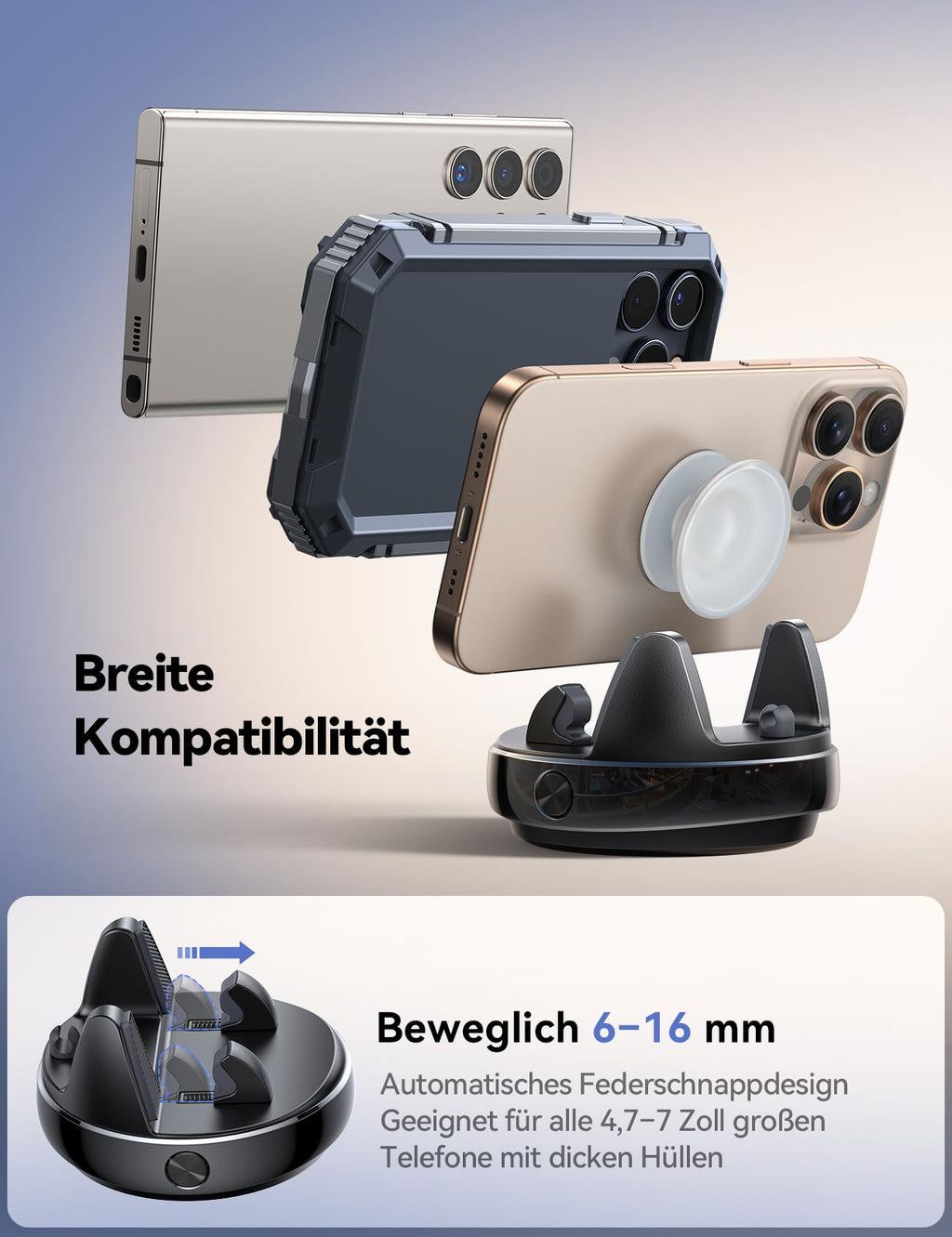 JOYROOM Handyhalterung Auto Armaturenbrett, Anti Rutsch Handy Halterung Auto kompatibel mit PopGrip, Universelle KFZ Autohalterung für iPhone/Samsung/Huawei/Google/Android Smartphones
