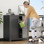 YITAHOME Aktenschrank Abschließbar, Metallschrank mit 2 Verstellbare Einlegeböden, Büroschrank Stahlschrank mit Belüftungslöcher für Arbeitszimmer Büro Garage Schule, Schwarz, 80 x 40 x 90cm