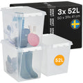 SmartStore Aufbewahrungsboxen 3er-Set 52L I Stapelbare Kunststoffbox mit Deckel I BPA-frei & lebensmittelecht I Organizer für Hauswirtschaftsraum oder Garage I durchsichtig und mit Clipverschluss