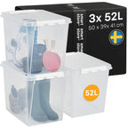 SmartStore Aufbewahrungsboxen 3er-Set 52L I Stapelbare Kunststoffbox mit Deckel I BPA-frei & lebensmittelecht I Organizer für Hauswirtschaftsraum oder Garage I durchsichtig und mit Clipverschluss