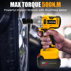 Schlagschrauber Akku 500Nm für Makita 18V Batterie 3000RPM mit 2 * 2,0Ah Akku 1/2 Zoll Bürstenloser mit 6 Schlagbuchsen für Schraube und Mutter Auto LKW Reifen Removal