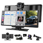 10,26 Zoll Carplay Display Wireless Android Auto Car Play Display mit 4K Dashcam 1080P Rückfahrkamera,Android Display IPS Touchscreen mit AUX/FM,64G TF,Split Screen,Mirror Link,Bluetooth