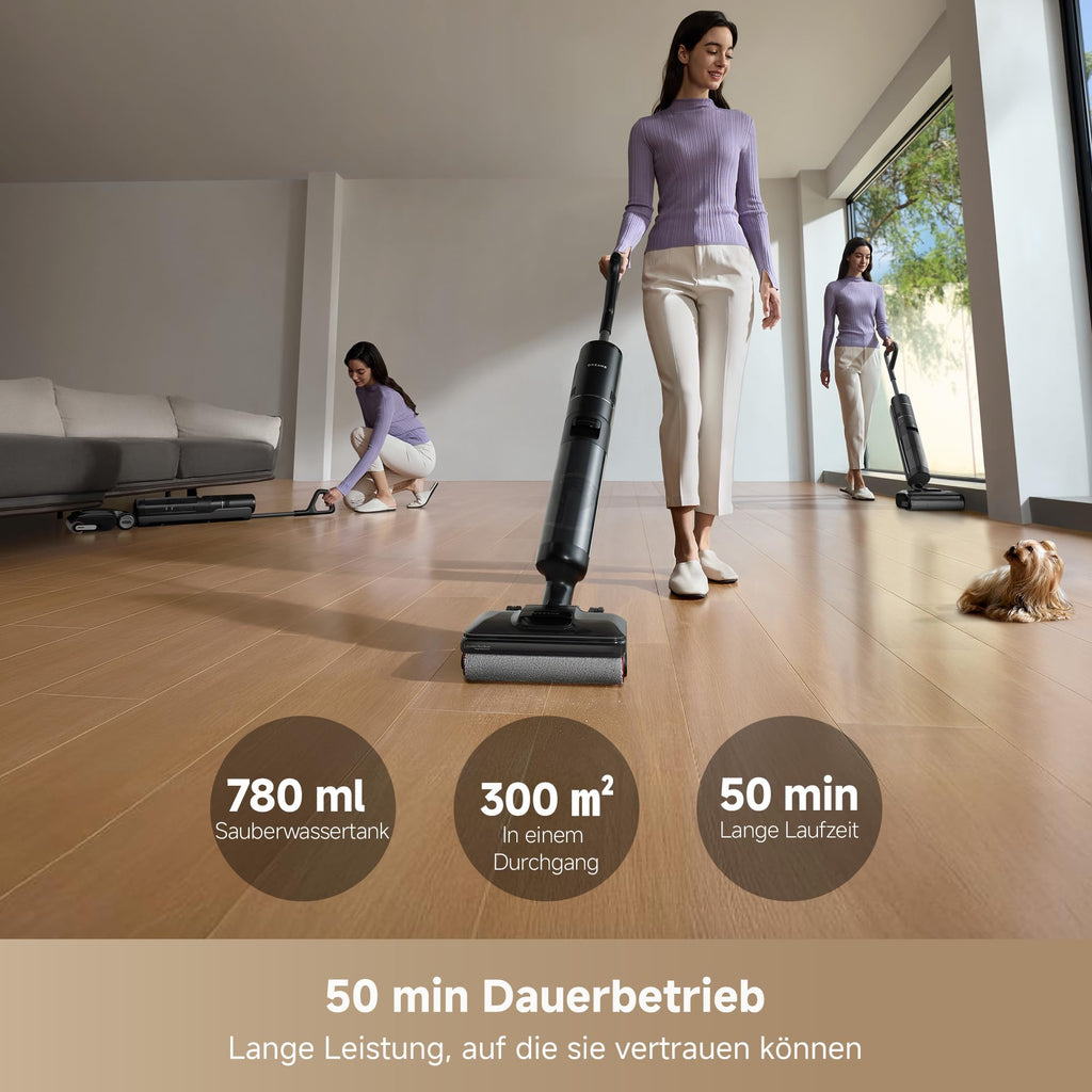 dreame H12 Pro FlexReach Nass- und Trockensauger, Flaches 180°-Design, Trocknung in 5 Minuten, 18.000 Pa Saugkraft, 90 °C Heißwäsche, Doppel-Kantenreinigung, Reinigung in 50 Minuten