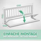 CADANI Kinder Bettgitter 90x40 cm - Baby Bettschutzgitter klappbarer Rausfallschutz aus Massivholz für Elternbett und Kinderbett - weiß