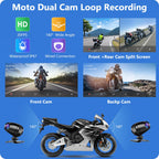 Carpuride W603D, 6,3-Zoll Motorrad-GPS-Carplay-Bildschirm, Kabelloses CarPlay und Android Auto für Moto, mit Doppelkameras, Fernbedienung, IP67 Wasserdichtem, BT Aduio, Loop-Aufnahme