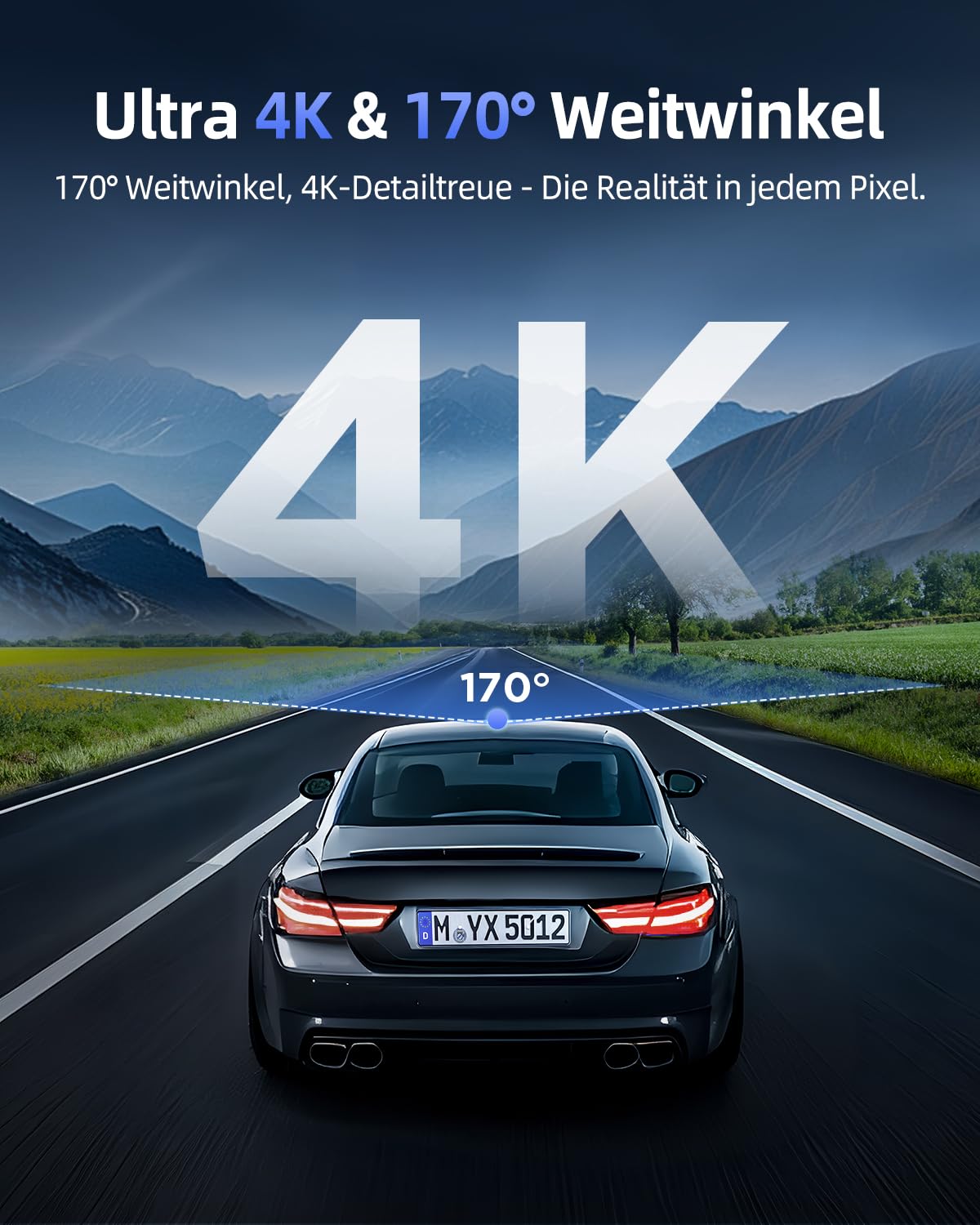 CIEVIE Dashcam Auto Vorne 4K, 1,5" IPS Display & 5G WiFi & 64GB Karte, 360° Drehbar Mini Dash Cam, Auto Kamera mit WDR Nachtsicht, 24/7 Parküberwachung, G-Sensor, Loop-Aufnahme, 170° Weitwinkel, C200