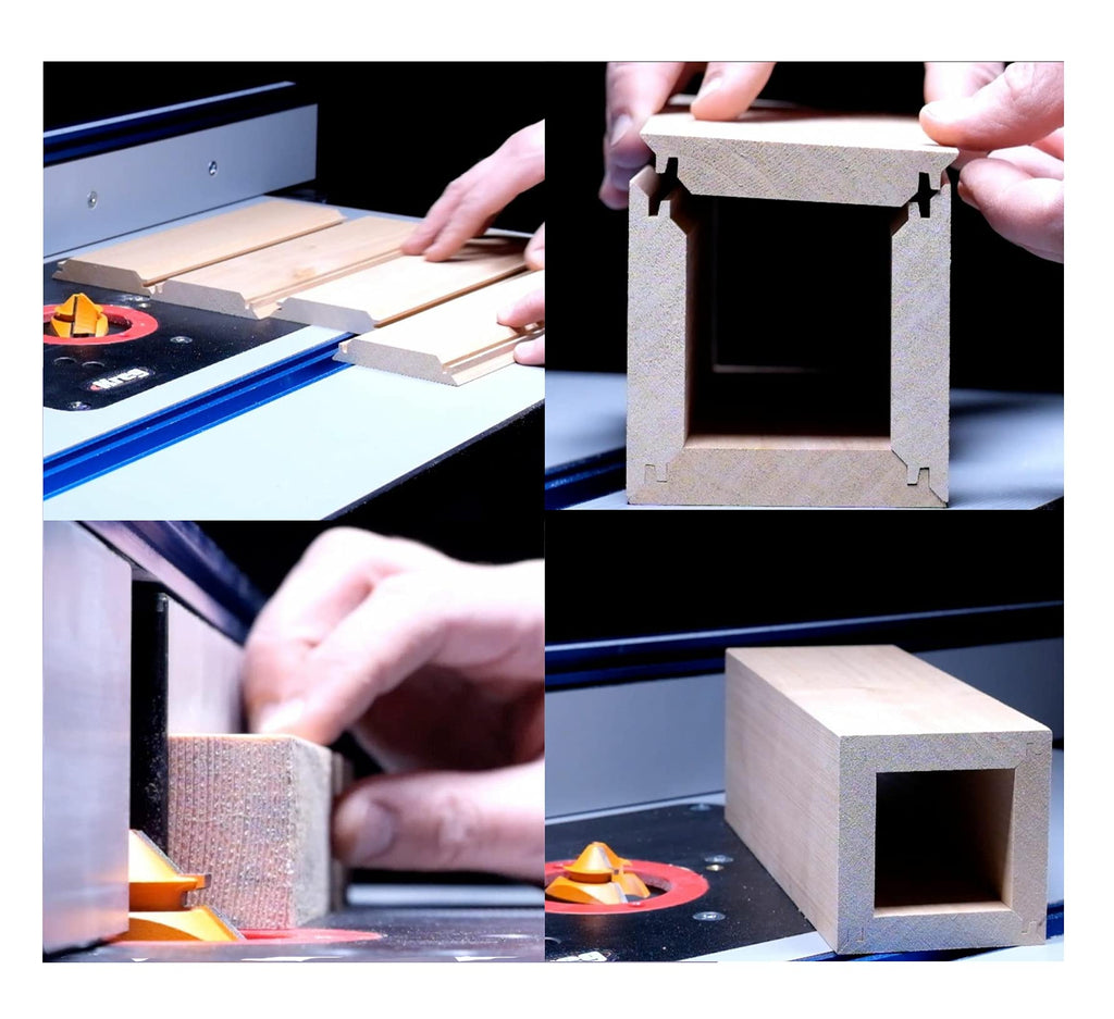 45 Grad Lock Mitre Router Bit, APLUS Holzfräser, Nutfräser + 8 mm Schaft Zungenschaft und Nutfräse Set 3 Zähne in T-Form Cutter aus Holz für Holzarbeiten