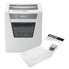 Leitz IQ Aktenvernichter Office P5, Mikroschnitt, 11-10 Blatt (70-80 g/m²), TÜV+GS zertifiziert, 2 Stunden Dauerbetrieb, Herausziehbarer 23L Behälter, Sehr leiser Schredder für Büro, Weiß, 80020000