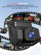 Veement Dashcam Auto Vorne Und Innen 2,5k+1080p, Mini Dash Cam Auto Kamera Mit 32-GB-Karte, Super-Nachtsicht, 4 IR-LEDs, 165° Weitwinkel WDR, G-Sensor, Loop-Aufnahme, 24H Parkmodus (Dunkelschwarz)