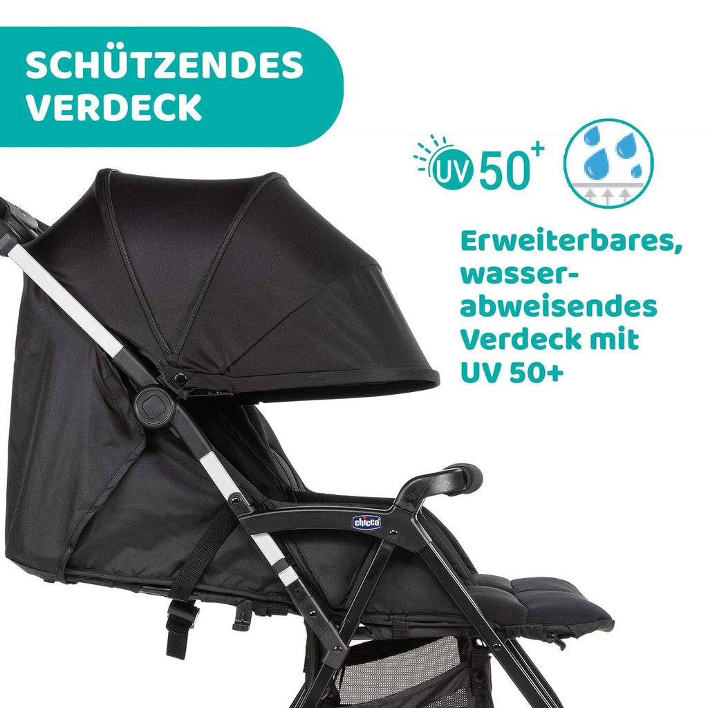 Chicco OHlalà Twin Geschwisterwagen von Geburt bis 15 kg, Kinderwagen für Zwillinge und Geschwister, Verstellbarer Faltbarer Zwillingsbuggy, Regenschutz und Ausziehbares Verdeck