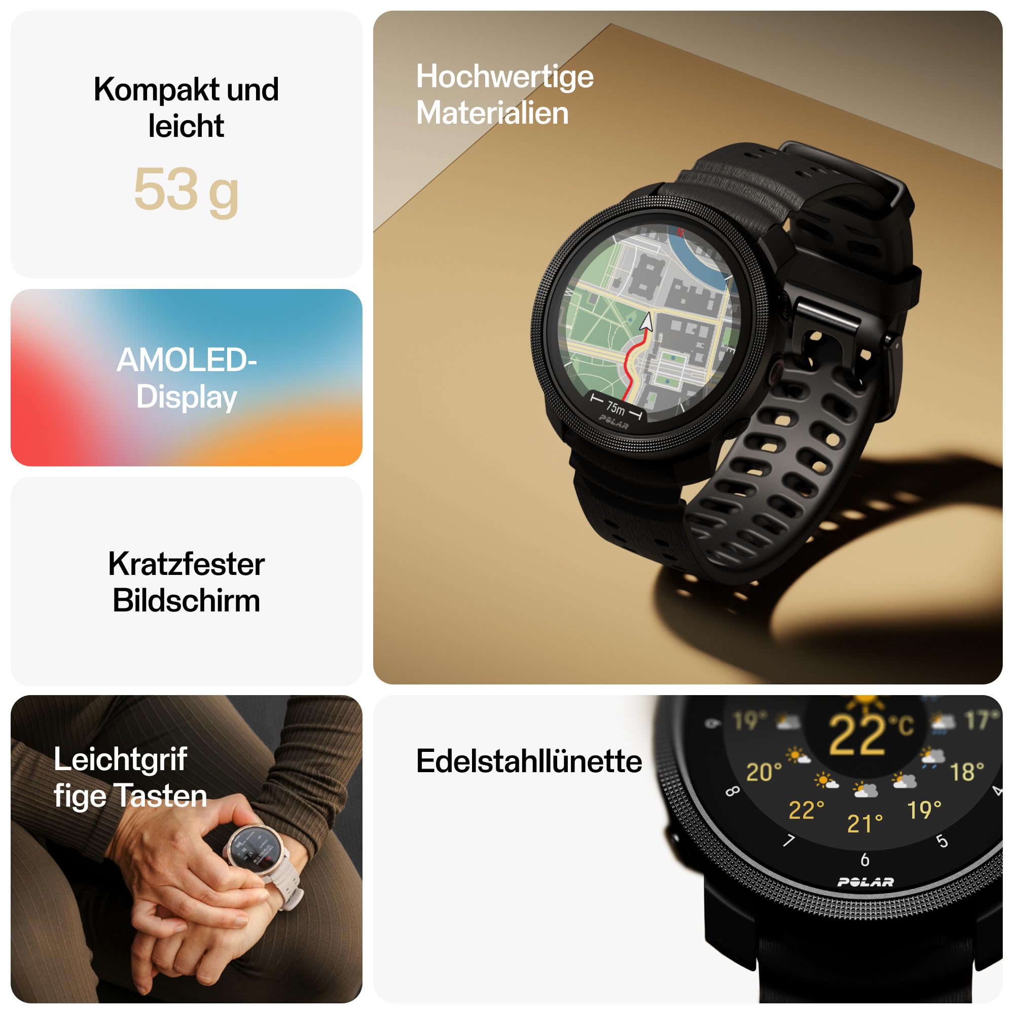 Polar Vantage M3 – Hardloophorloge met AMOLED-scherm, Dual-Frequency GPS, Turn-by-Turn Navigatie, Batterijduur tot 7 dagen
