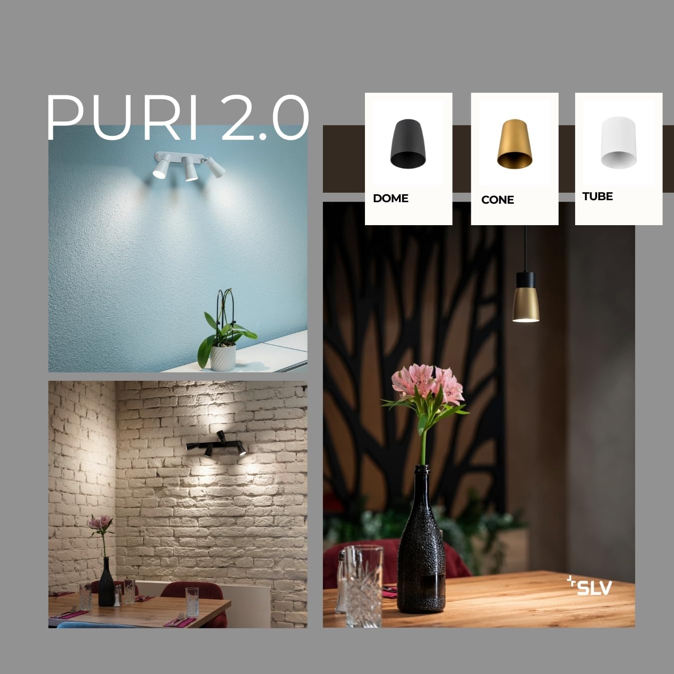 SLV PURI 2.0 TUBE, Schienenstrahler, für 1 Phasen Schienensystem, Schwarz