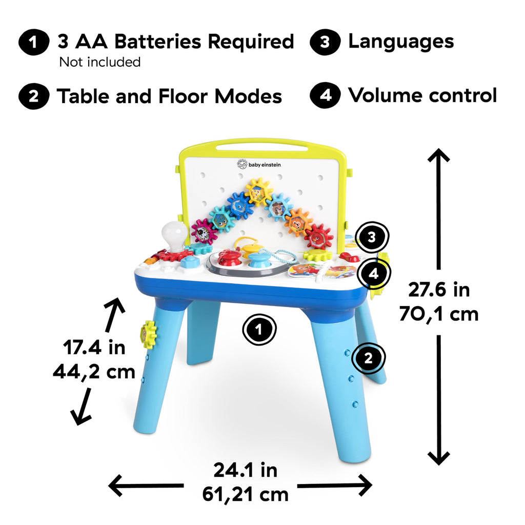 Baby Einstein, Curiosity Table Spieltisch mit 65 Melodien, abnehmbaren Füßen, Lichtern, Zahnrädern und vielem mehr