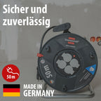 Brennenstuhl Garant V2 Kabeltrommel 50m Kabel (Made in Germany, 4 Schutzkontakt-Steckdosen, Überhitzungsschutz, Trommelkörper aus Spezialkunststoff)