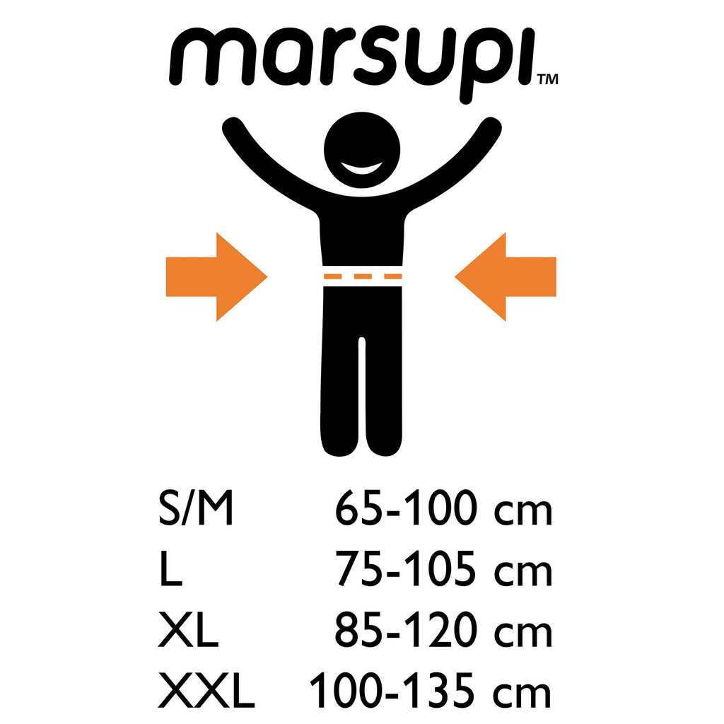 marsupi Classic Babytrage - Neugeborene von der Geburt bis zu 15 kg - Baby Erstaustattung - Klett-Verschluss - Leicht und Kompakt - Grey XL