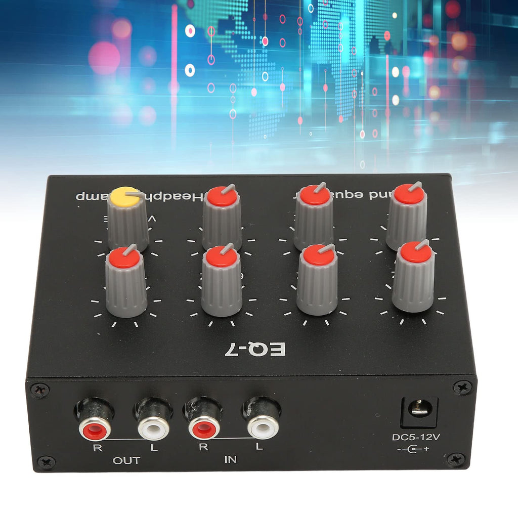 7-Band-Auto-Audio-Equalizer, 3,5-mm-Eingang -Ausgang Eingang 12 DB High Bass-Einstellung Zweikanal-Digital-Equalizer