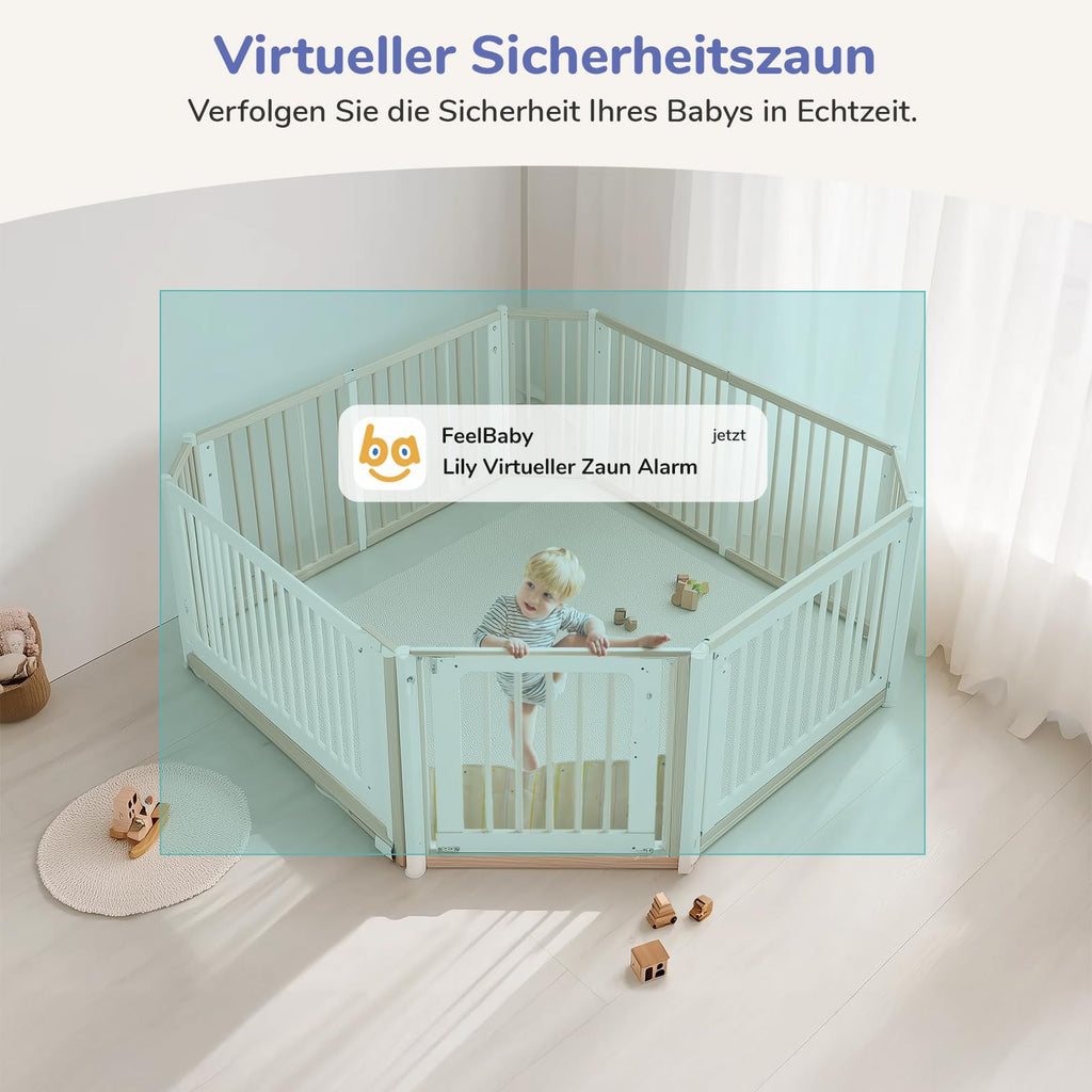 jeeber 2K 5" Baby Monitor Video, Controllo Tramite Cellulare APP & Monitor, 360° Telecamera Bambini, Visione Notturna, Temperatura, Movimento, Rilevamento Del Pianto, Ninne Nanne, Audio Bidirezionale