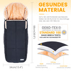 Orzbow Fußsack Buggy, Künstliches Lammfell Fußsack Kinderwagen Baby Winter mit Reißverschluss, Abnehmbar, Universelle & Wasserdicht, Maschinenwaschbar, Schwarz