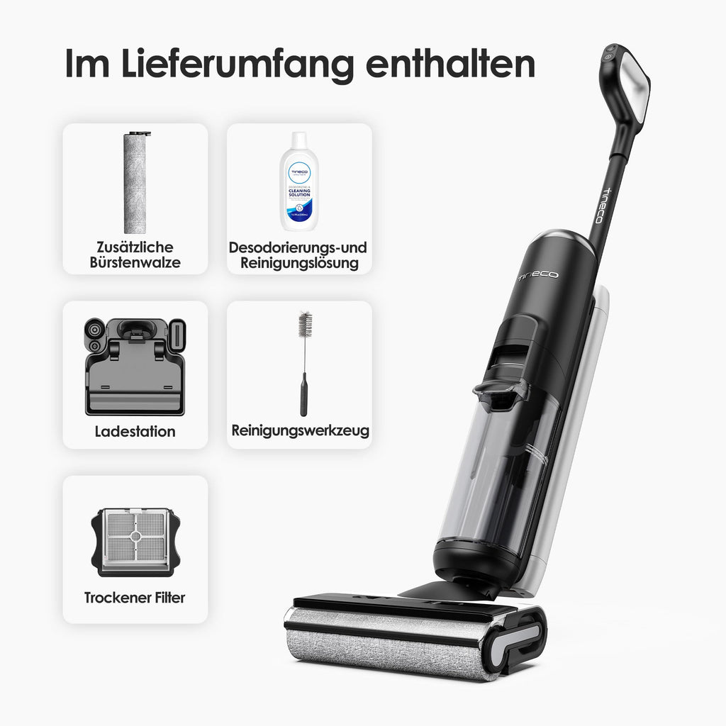Tineco Floor ONE S6 Nass Trockensauger, Kabelloser Nass Trocken Staubsauger, Akku Saugwischer mit LED-Anzeige All-in-One Staubsauger mit Wischfunktion 35min Laufzeit für Hartböden