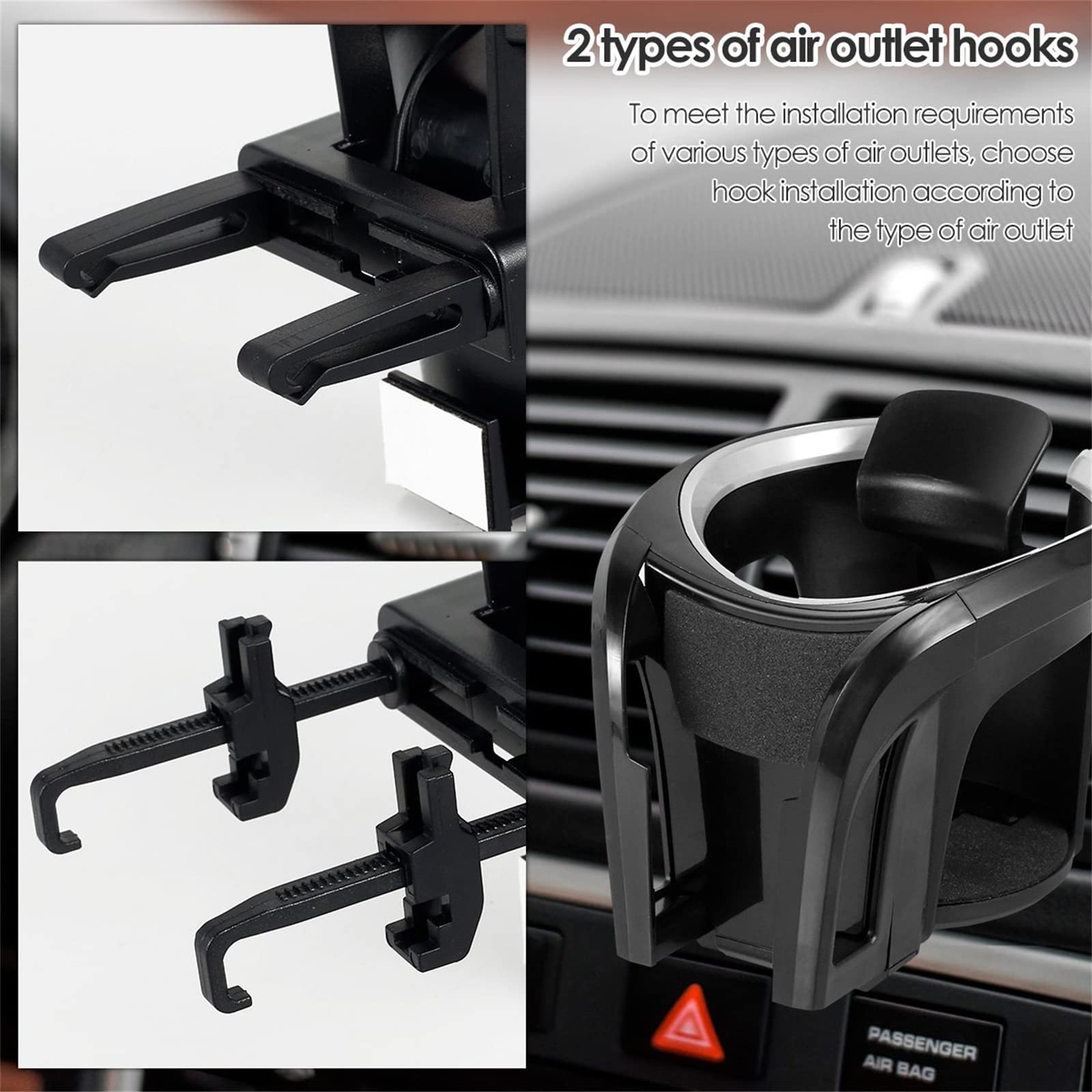 Universal KFZ Auto Getränkehalter/Becherhalter Handyhalterung/Multifunktion 2 in 1 Flaschenhalter Kaffee Handy Halterung Verstellbare Auto Lüftungshalterung (Silber)