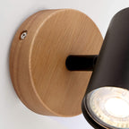 BRILONER - Wandleuchte Innen schwenkbar, Vintage, Holzbasis, Wandlampe innen, Wandstrahler, Wandlicht, Wandbeleuchtung, Schlafzimmer, Flurlampe, Wall Light, 11x11x15,7 cm, Schwarz-Gold