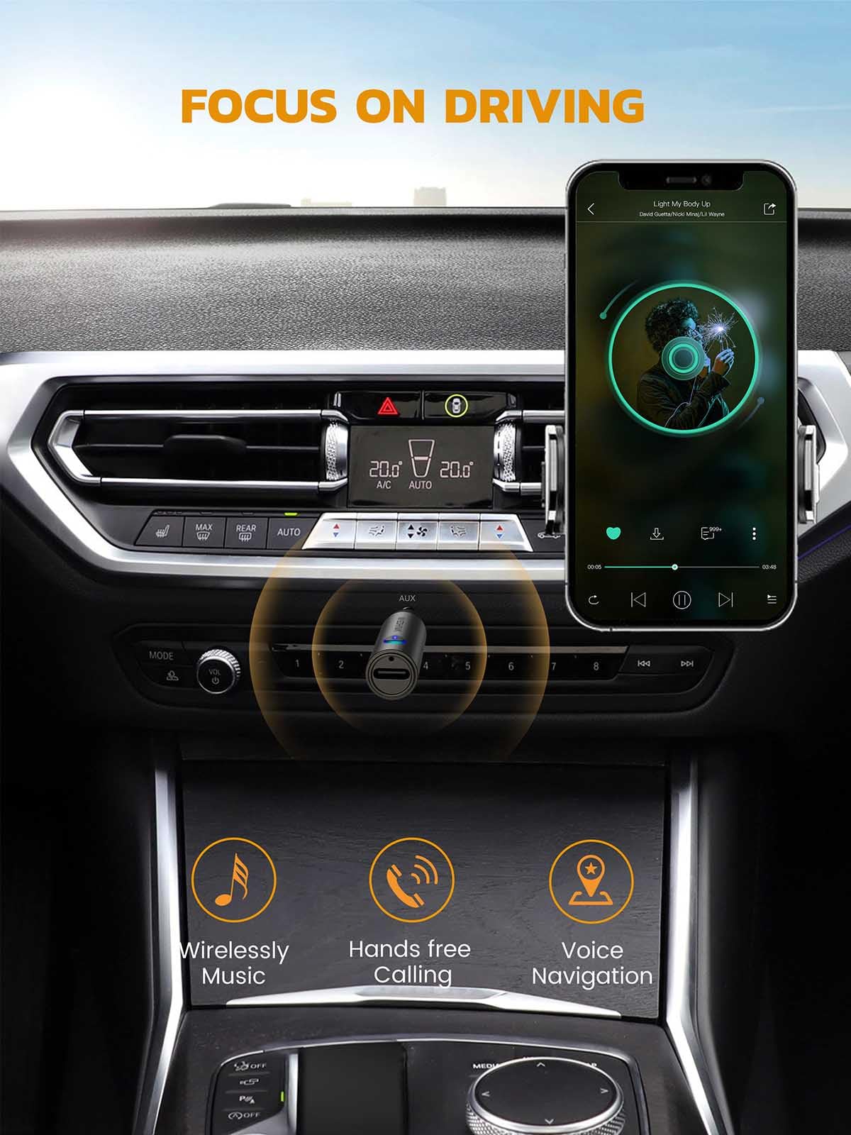 MaedHawk Aux Bluetooth 5.3 Adapter Auto, Drahtloser Bluetooth Empfänger Mini Adapter AUX Für Stereo/Kabelgebundene Kopfhörer, Freisprechgespräche, Dual-Verbindung