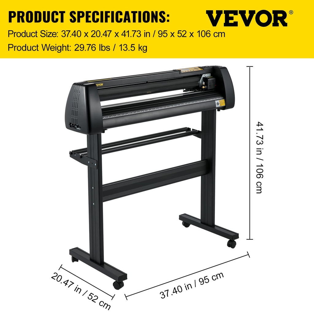 VEVOR Vinyl-Schneidemaschine, 720 mm Papierzufuhr-Schneideplotter-Paket, Vinyldrucker mit Einstellbarer Kraft und Geschwindigkeit, LCD-Display, Windows-kompatibles Schilderherstellungsset