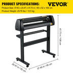 VEVOR Vinyl-Schneidemaschine, 720 mm Papierzufuhr-Schneideplotter-Paket, Vinyldrucker mit Einstellbarer Kraft und Geschwindigkeit, LCD-Display, Windows-kompatibles Schilderherstellungsset