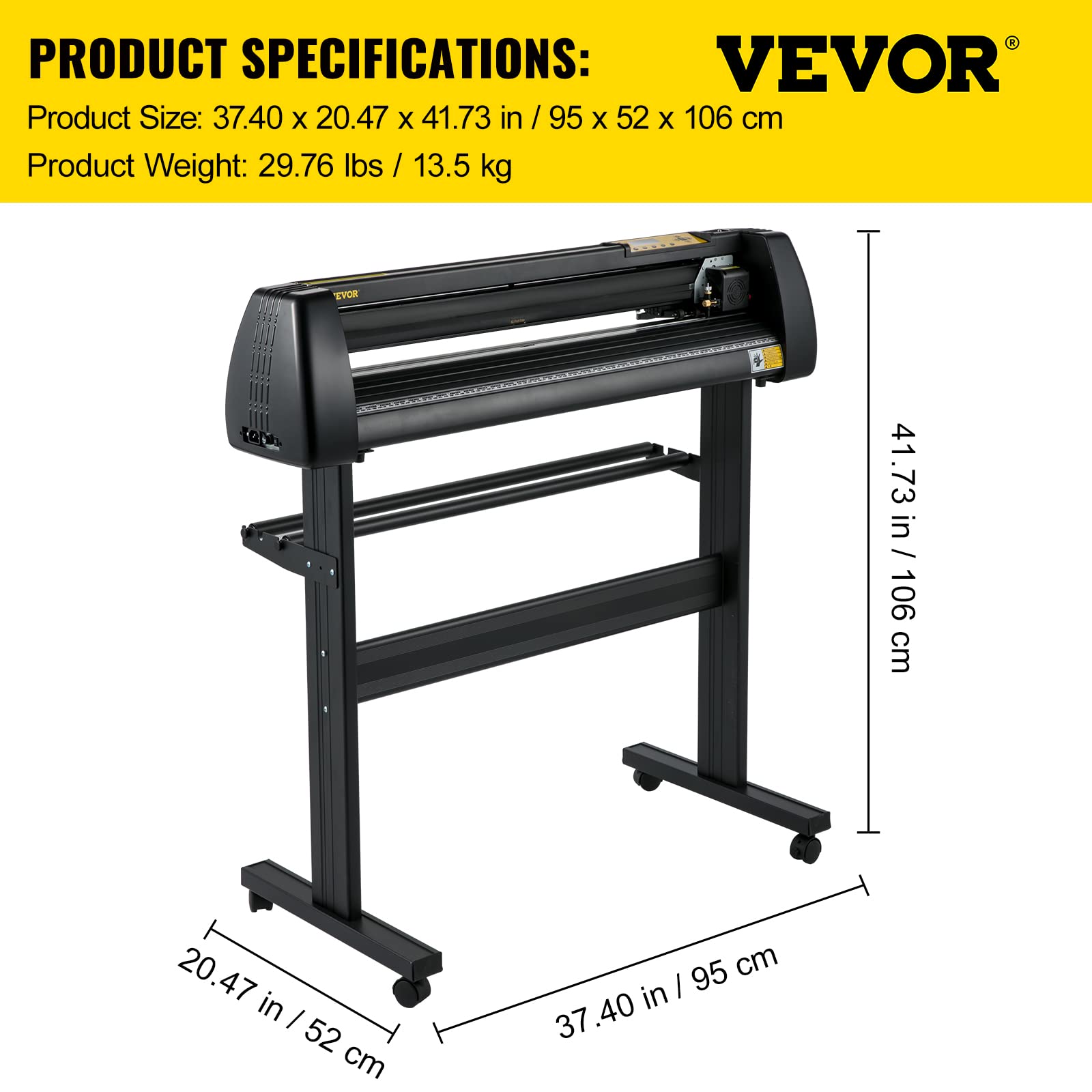 VEVOR Vinyl-Schneidemaschine, 720 mm Papierzufuhr-Schneideplotter-Paket, Vinyldrucker mit Einstellbarer Kraft und Geschwindigkeit, LCD-Display, Windows-kompatibles Schilderherstellungsset