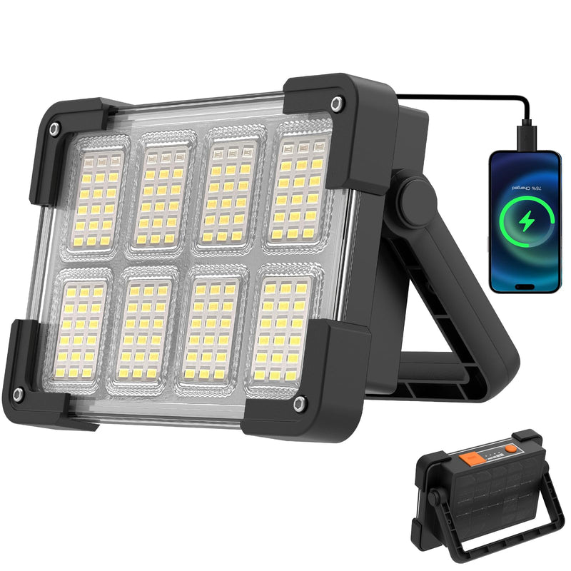 OHAYORI LED Baustrahler Akku, 4 Modi LED Strahler Akku, Campinglampe Aufladbar, Tragbare USB Wiederaufladbare PowerBank, Dimmbares Notlicht für Garten, Angeln, Camping, Wartung, Notfall
