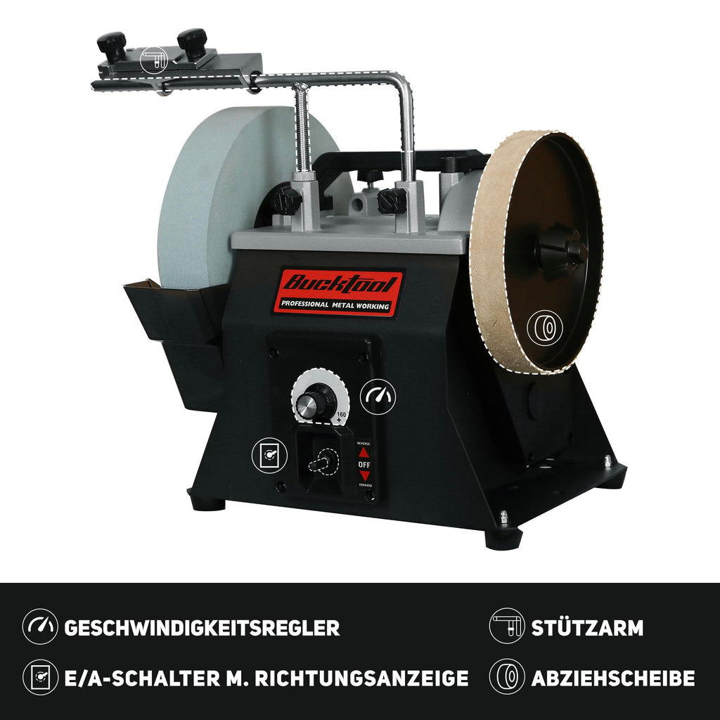 BUCKTOOL 250mm Nassschleifmaschine mit variabler Geschwindigkeit, Nass-Schleifmaschine, SCM8103