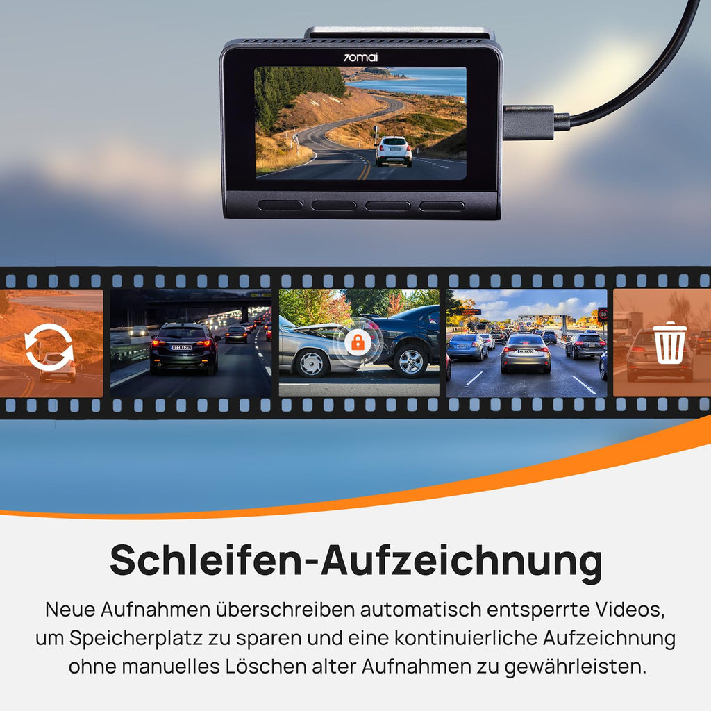 70mai 4K Dashcam A810, HDR Dual-Kanal Dash Cam mit 128GB SD-Karte, Sony STARVIS 2, Night Owl Vision, vorne und hinten 24/7 Parküberwachung, AI-Sensor, GPS, ADAS, WiFi&App Steuerung, bis zu 256GB
