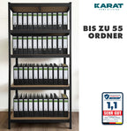 KARAT Schwerlastregal, 2er Set, 30 x 75 x 150 cm Steckregal, Kellerregal, Lagerregal - 5 verstellbare Böden (Schwarz)